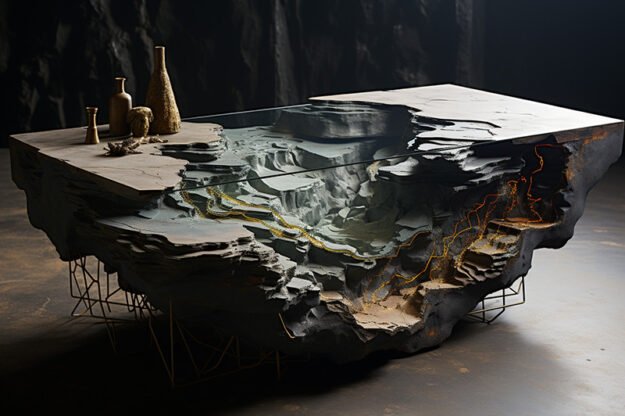 Natural Stone and Wood Table - Transform Your Space with Elegance