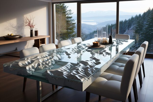 Natural Stone and Wood Table