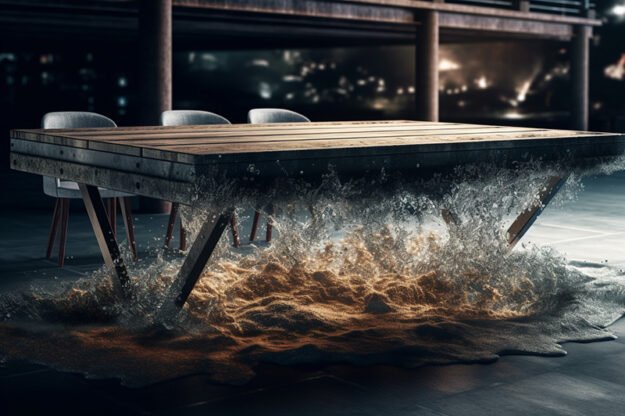 Natural Stone and Wood Table