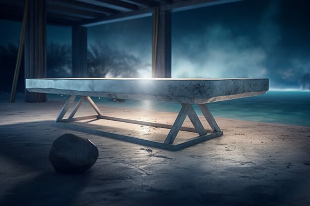 Natural Stone and Wood Table