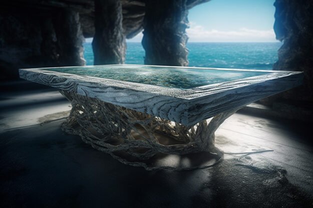 Natural Stone and Wood Table