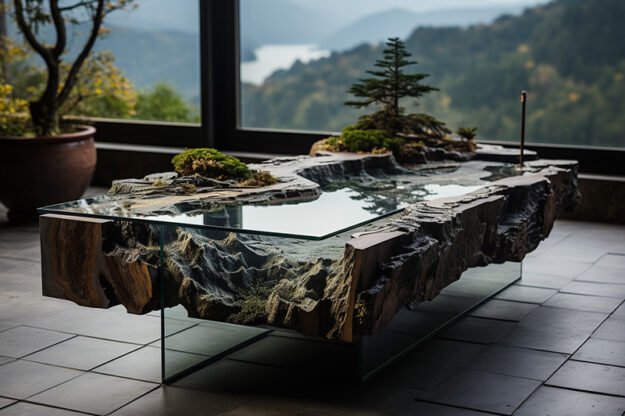 Natural Stone and Wood Table: Elevate Your Space with Timeless Elegance