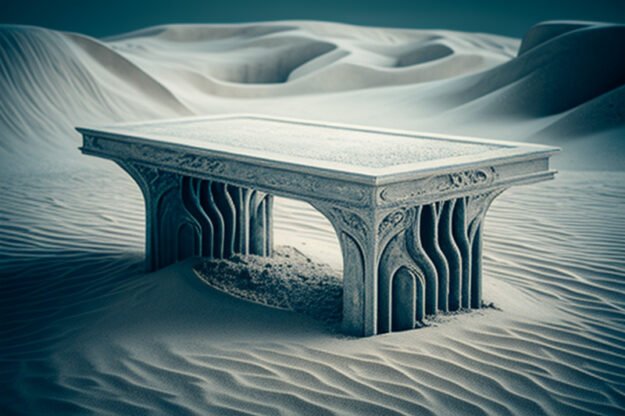 Natural Stone and Wood Table