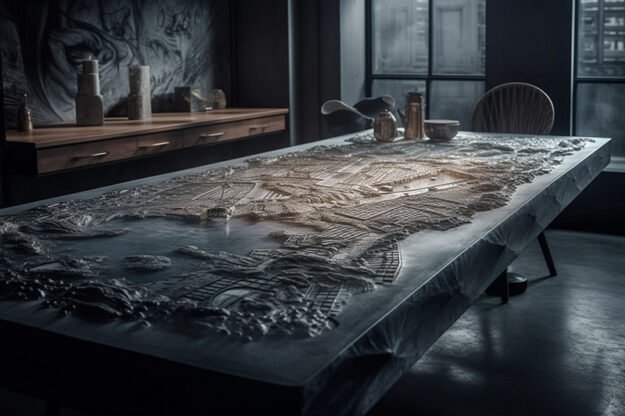Natural Stone and Wood Table