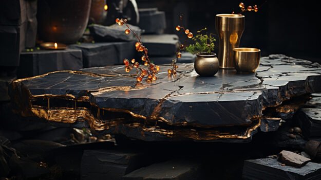 Natural Stone and Wood Table: Elevate Your Space with Timeless Elegance