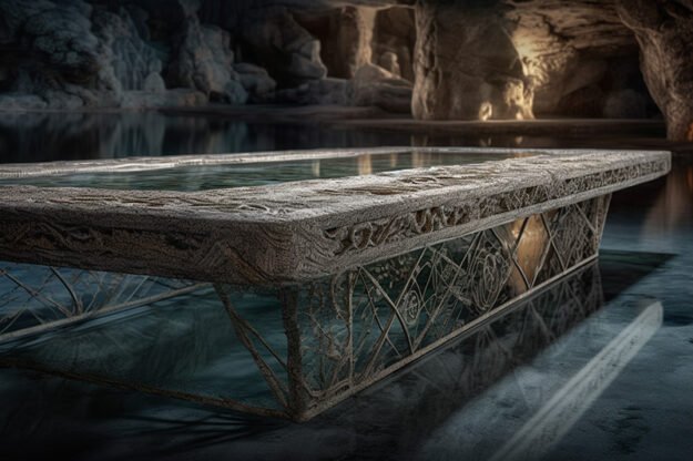 Natural Stone and Wood Table