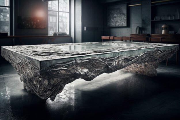 Natural Stone and Wood Table