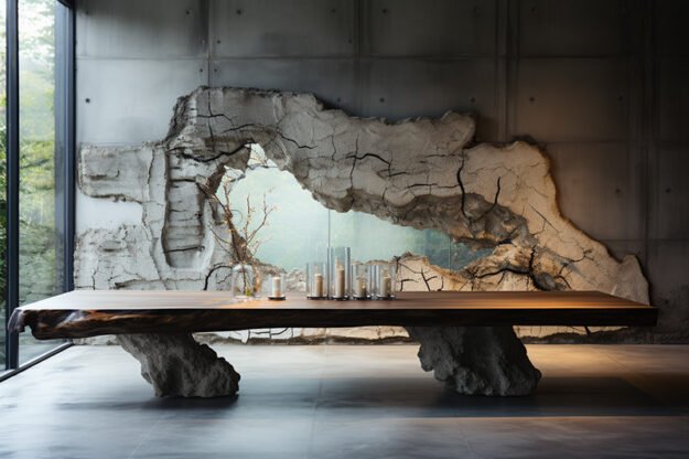 Natural Stone and Wood Table: Elevate Your Space with Timeless Elegance