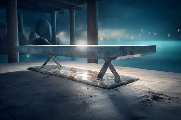 Natural Stone and Wood Table