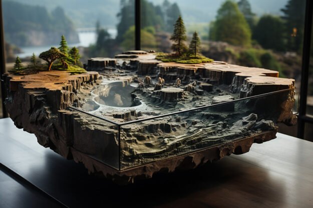 Natural Stone and Wood Table