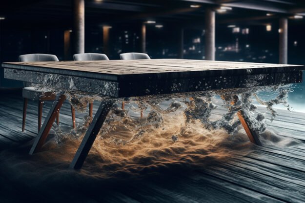 Natural Stone and Wood Table