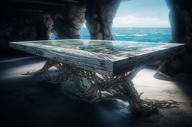 Natural Stone and Wood Table