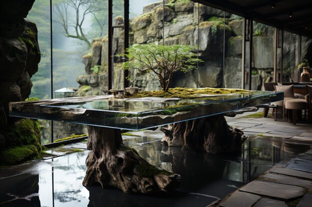Natural Stone and Wood Table: Elevate Your Living Space with Elegance