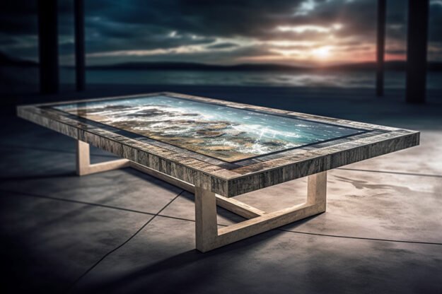 Natural Stone and Wood Table