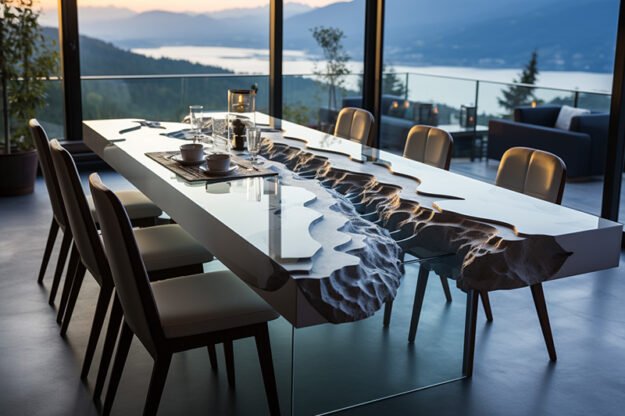 Natural Stone and Wood Table