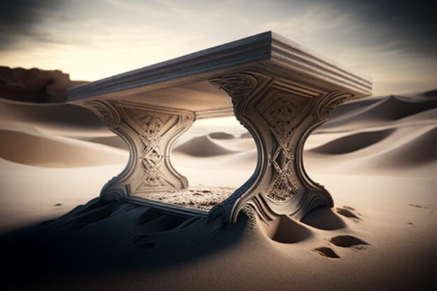 Natural Stone and Wood Table