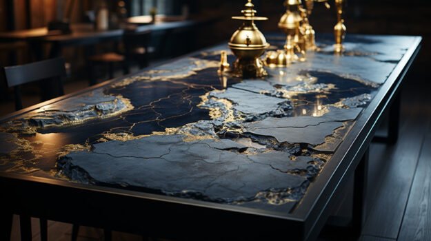Natural Stone and Wood Table