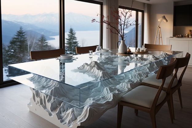 Natural Stone and Wood Table