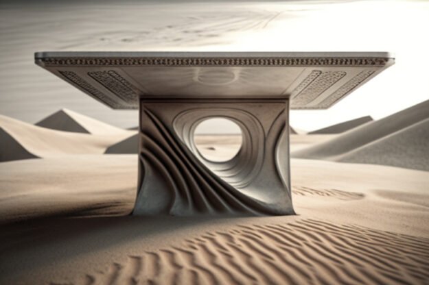 Natural Stone and Wood Table