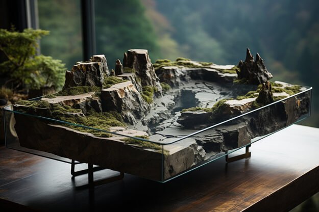Natural Stone and Wood Table