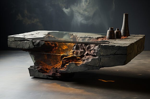 Natural Stone and Wood Table