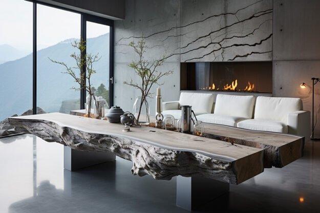 Natural Stone and Wood Table: A Timeless Statement Piece