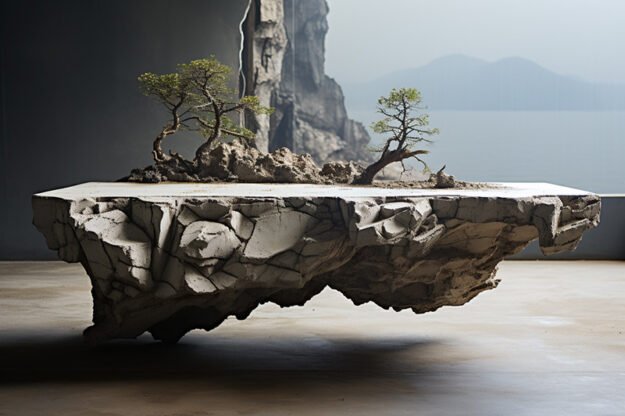 Natural Stone and Wood Table