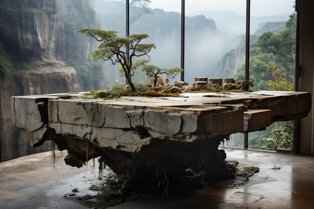 Natural Stone and Wood Table: Elevate Your Living Space