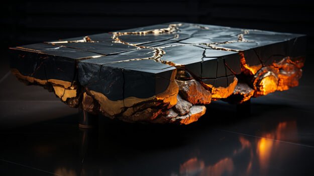 Natural Stone and Wood Table