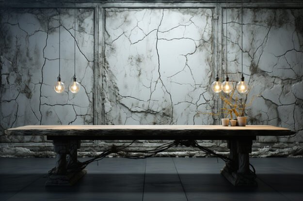 Natural Stone and Wood Table
