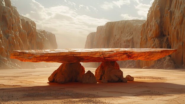 Natural Stone and Wood Table