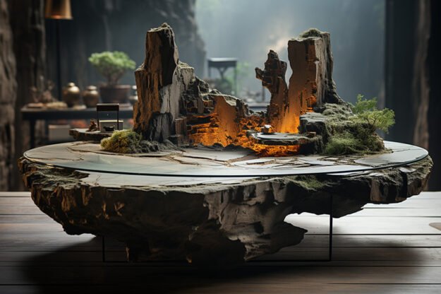 Natural Stone and Wood Table: Elevate Your Space with Artisan Craftsmanship