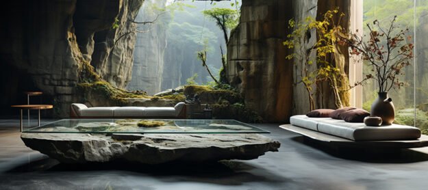 Natural Stone and Wood Table: Elevate Your Space with Elegance and Style