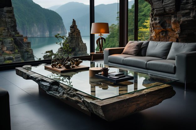 Natural Stone and Wood Table: Elevate Your Space