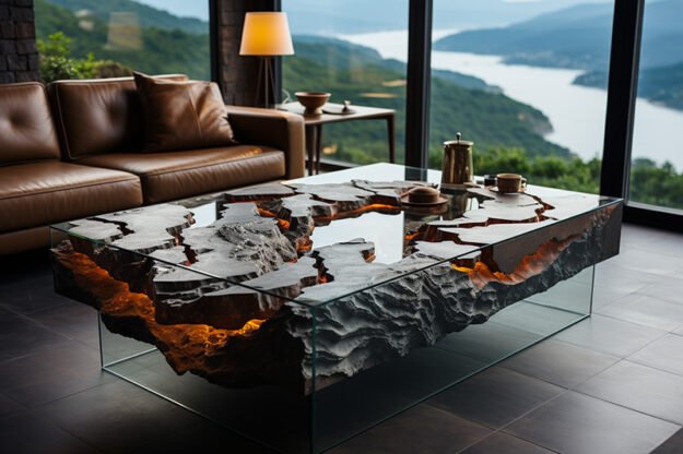 Natural Stone and Wood Table: Elevate Your Space with Timeless Elegance