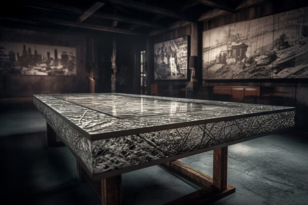 Exquisite Natural Stone and Wood Table - Elevate Your Space