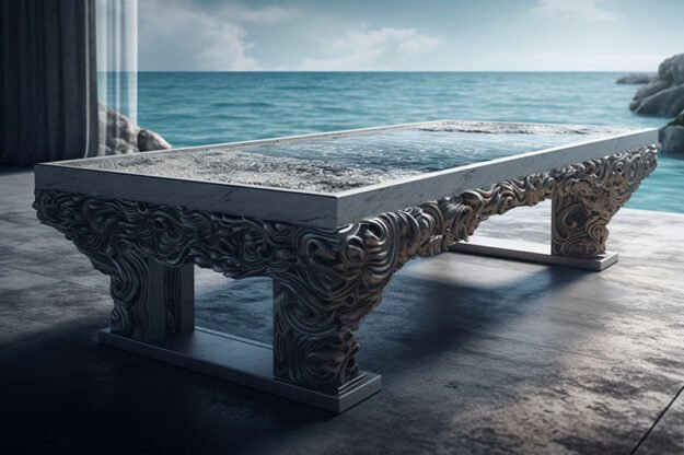 Natural Stone and Wood Table -