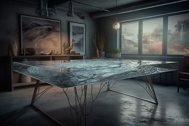 Natural Stone and Wood Table