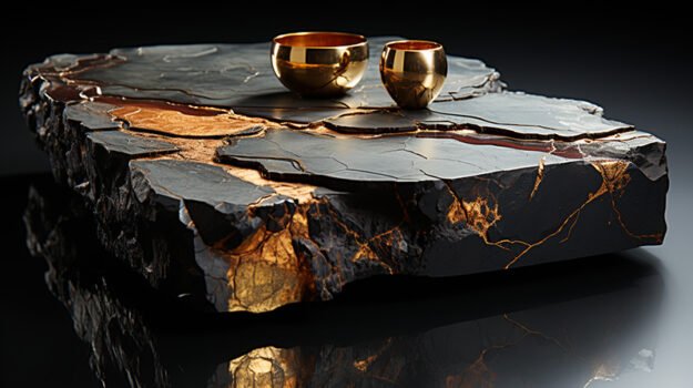 Natural Stone and Wood Table