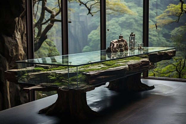 Natural Stone and Wood Table: Elevate Your Space with Nature's Artistry