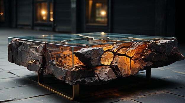Natural Stone and Wood Table
