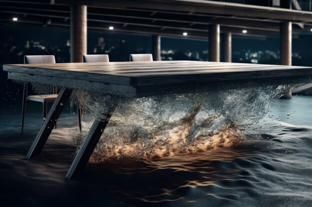 Natural Stone and Wood Table