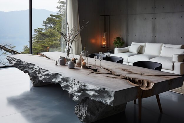 Natural Stone and Wood Table: Elevate Your Space with Timeless Luxury