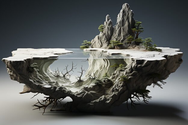 Natural Stone and Wood Table