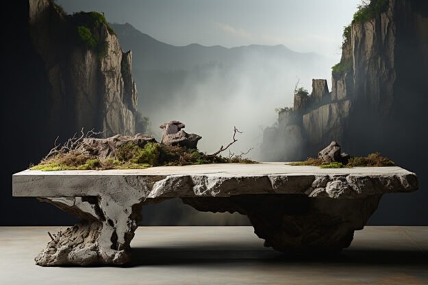 Natural Stone and Wood Table