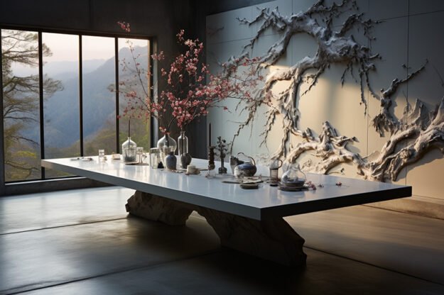 Natural Stone and Wood Table: Elevate Your Living Space