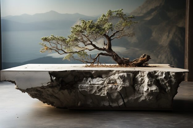 Natural Stone and Wood Table: Elevate Your Space with Timeless Elegance