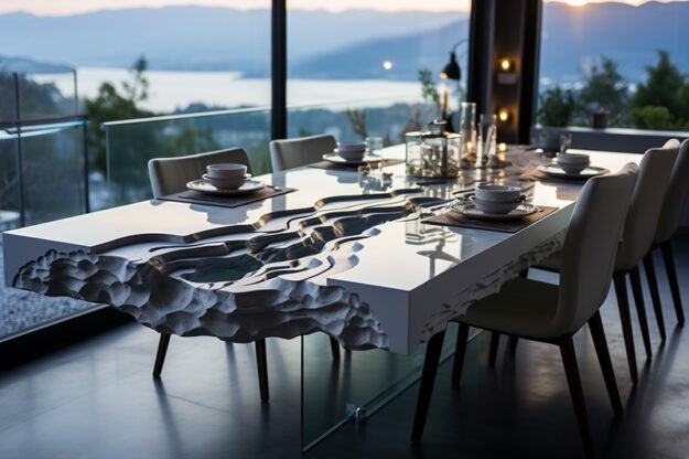 Natural Stone and Wood Table
