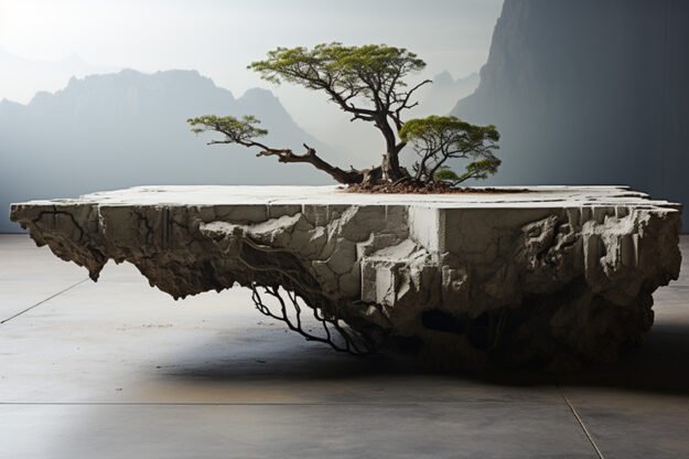 Natural Stone and Wood Table