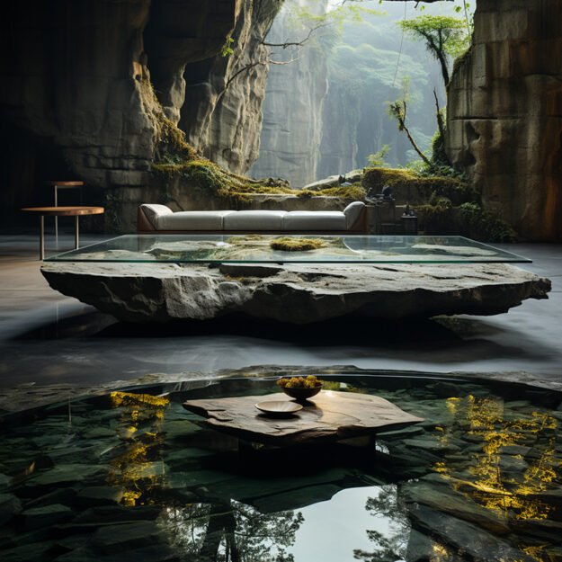 Natural Stone and Wood Table: Elevate Your Space with Nature's Elegance